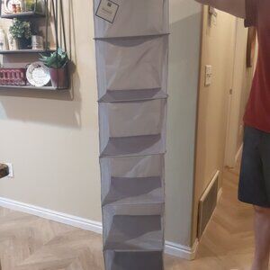 Pottery Barn Teen Hanging Closet Organizer sweater storage 12x12x57 gray